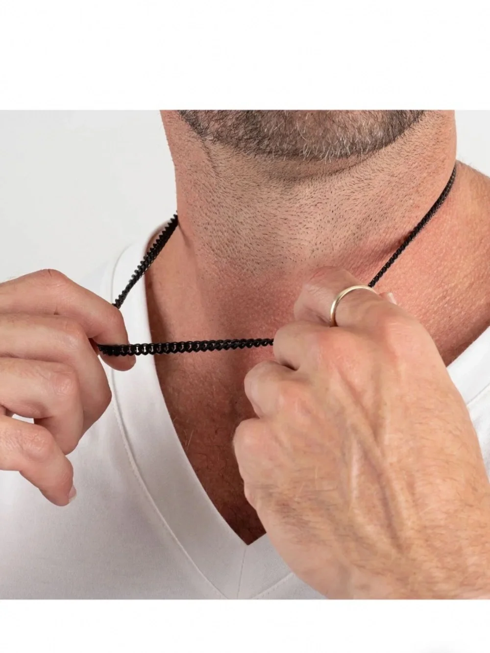 Stainless Steel Black Curb Chain Necklace - unisex